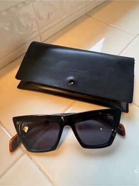 rag & bone Black Square Sunglasses with Case